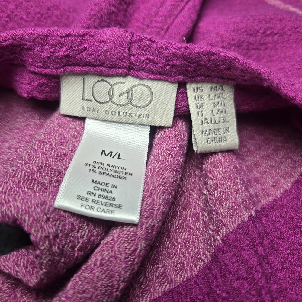 LOGO Lori Goldstein Pink Woven Textured Shrug Ruffled Cuff Womens M/L Boho Artsy - Picture 4 of 5